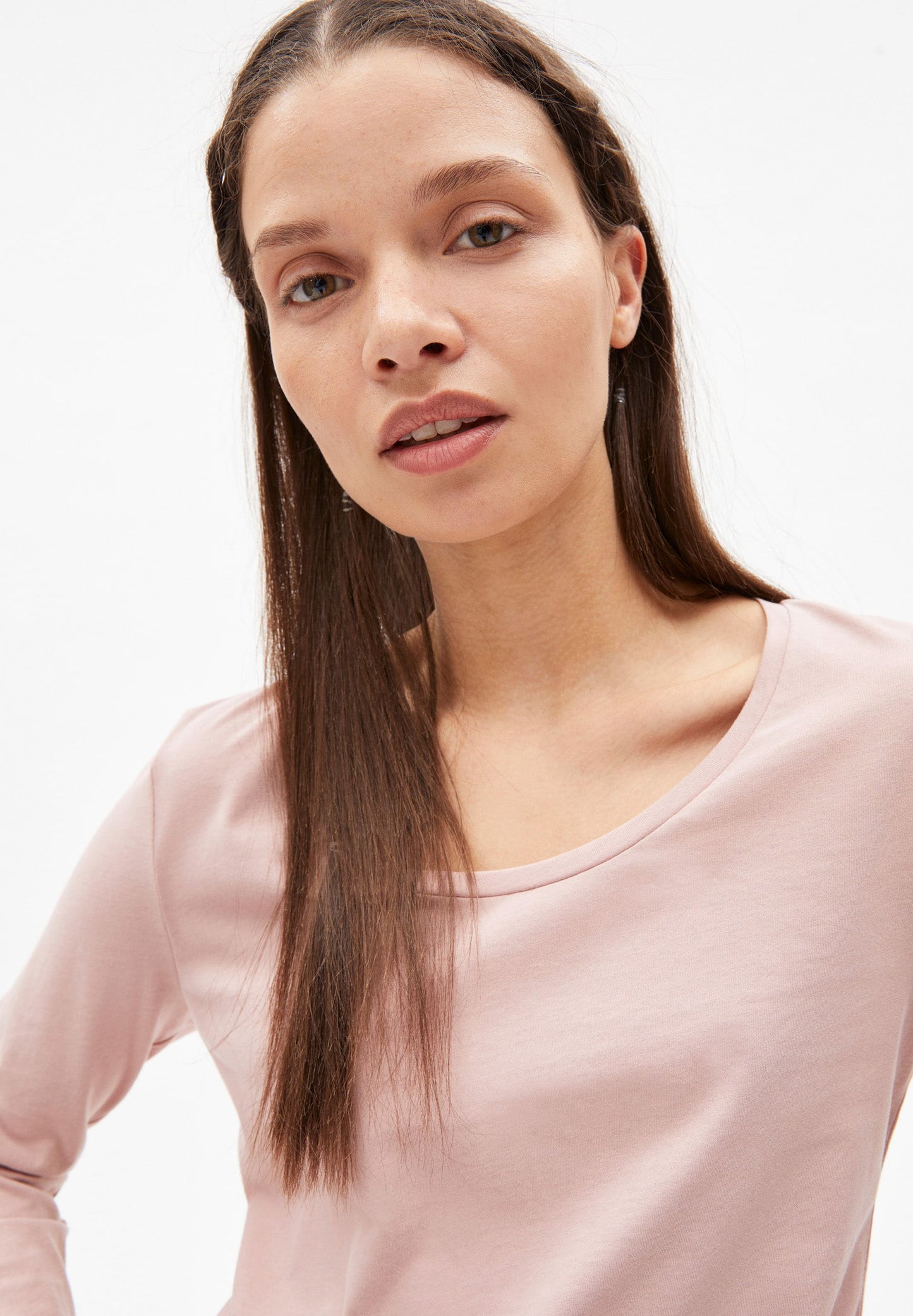 T-shirt à manches longues rose en coton bio - ELEAA kinoko