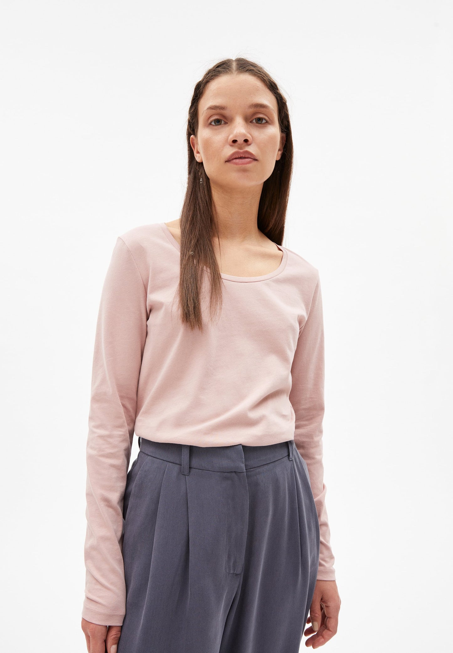 T-shirt à manches longues rose en coton bio - ELEAA kinoko
