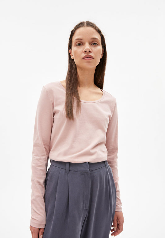 T-shirt à manches longues rose en coton bio - ELEAA kinoko