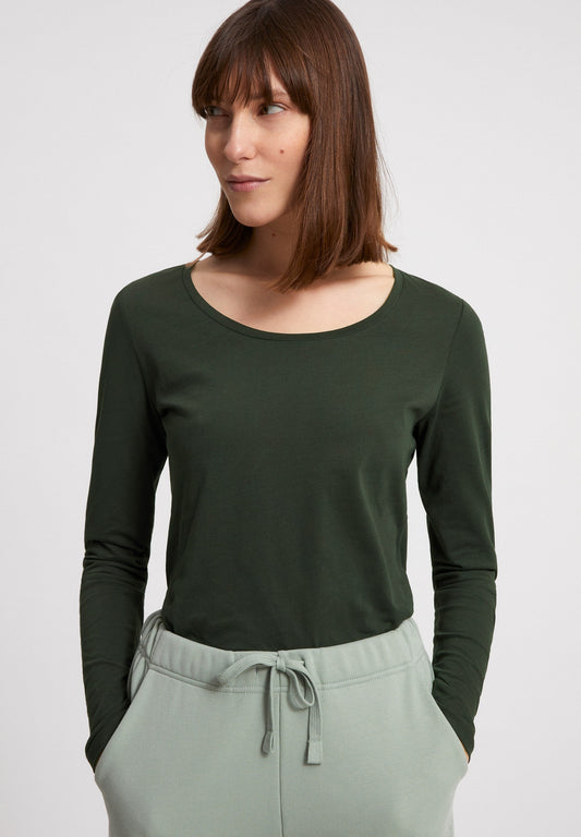 T-shirt à manches longues vert en coton bio - Eleaa vintage green