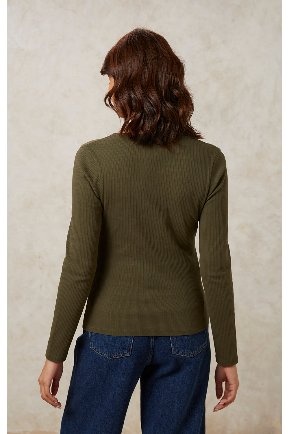 Gilet kaki en coton bio - ellie rib top khaki