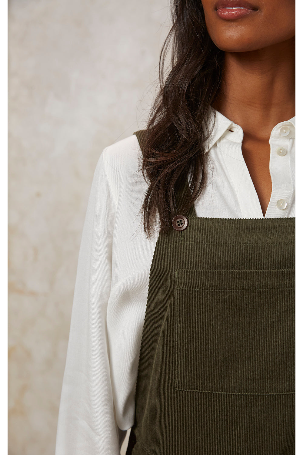 Salopette en velours kaki en coton bio - ellison corduroy dungarees khaki
