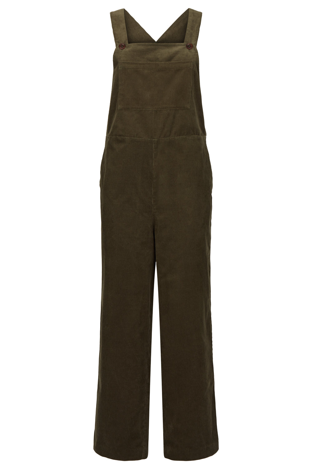 Salopette en velours kaki en coton bio - ellison corduroy dungarees khaki
