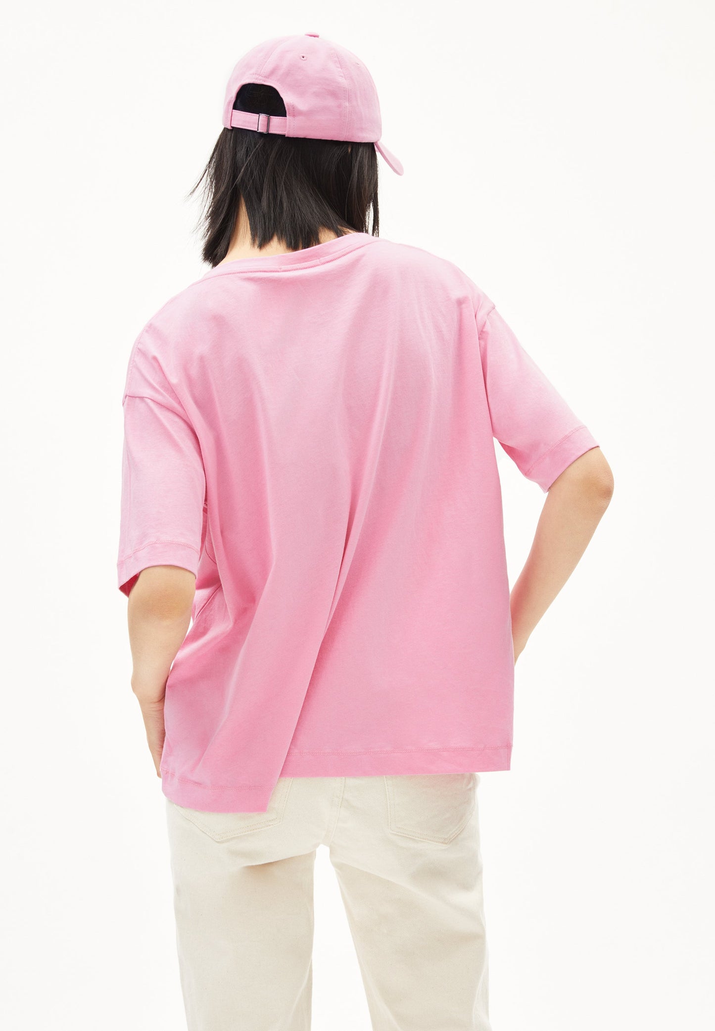 T-shirt col v en coton bio | Rose "demikaa raspberry pink"