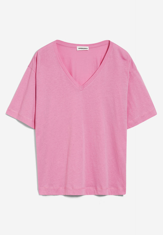 T-shirt col v en coton bio | Rose "demikaa raspberry pink"