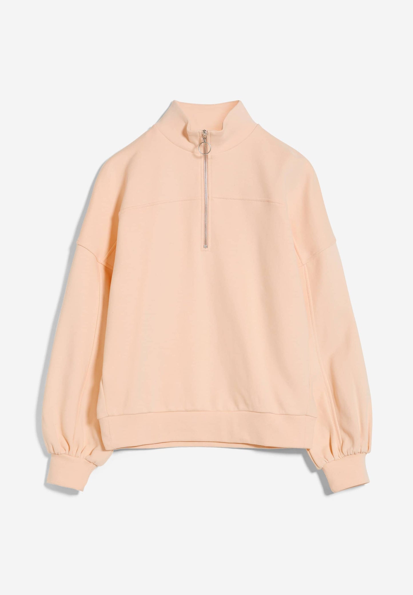 Sweat col zippé saumon en coton bio - eminaa pompero