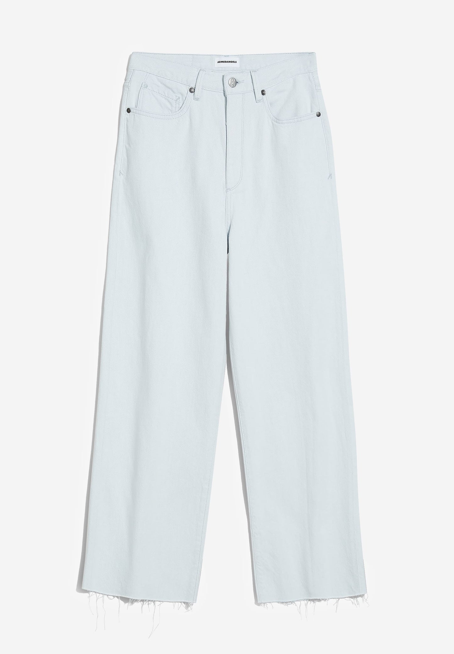 Jean évasé bleu clair en coton bio et recyclé - enijaa cropped blue white