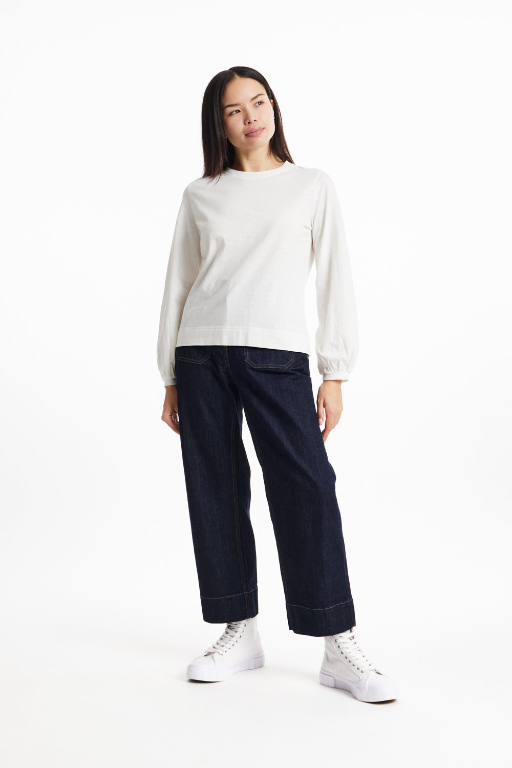 T-shirt manches longues blanc en coton bio - ennis slub tee eco white