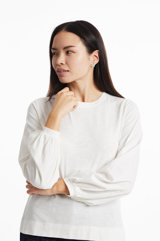 T-shirt manches longues blanc en coton bio - ennis slub tee eco white