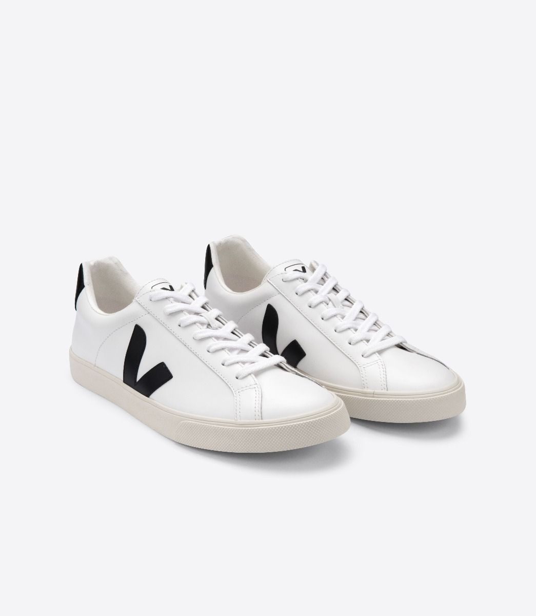 Baskets en cuir certifié | blanc et noir "esplar leather extra white black"