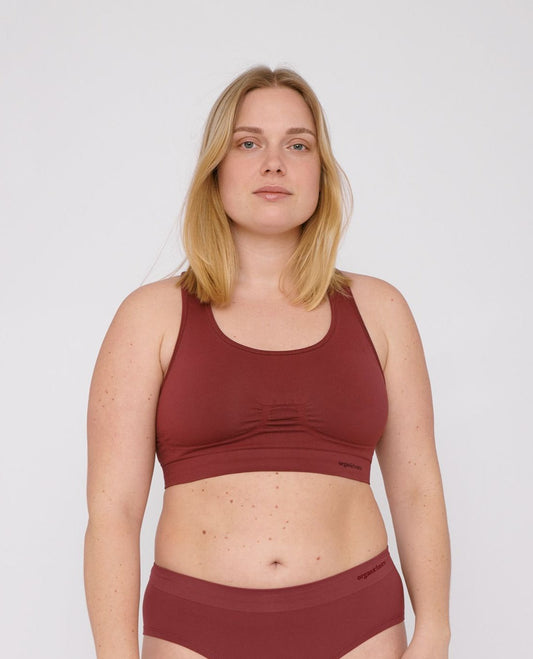 Brassière de sport rouge en nylon recyclé - burgundy
