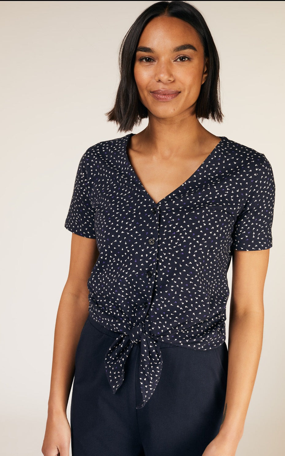 Top court à motifs en coton bio - evony leaf print