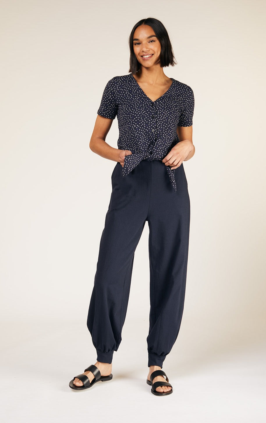 Top court à motifs en coton bio - evony leaf print