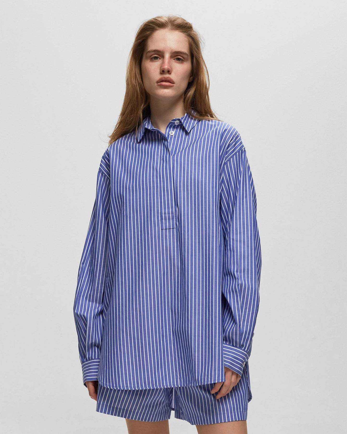 Chemise ample en coton bio | Rayée bleue "alfrida hp shirt blue white st."