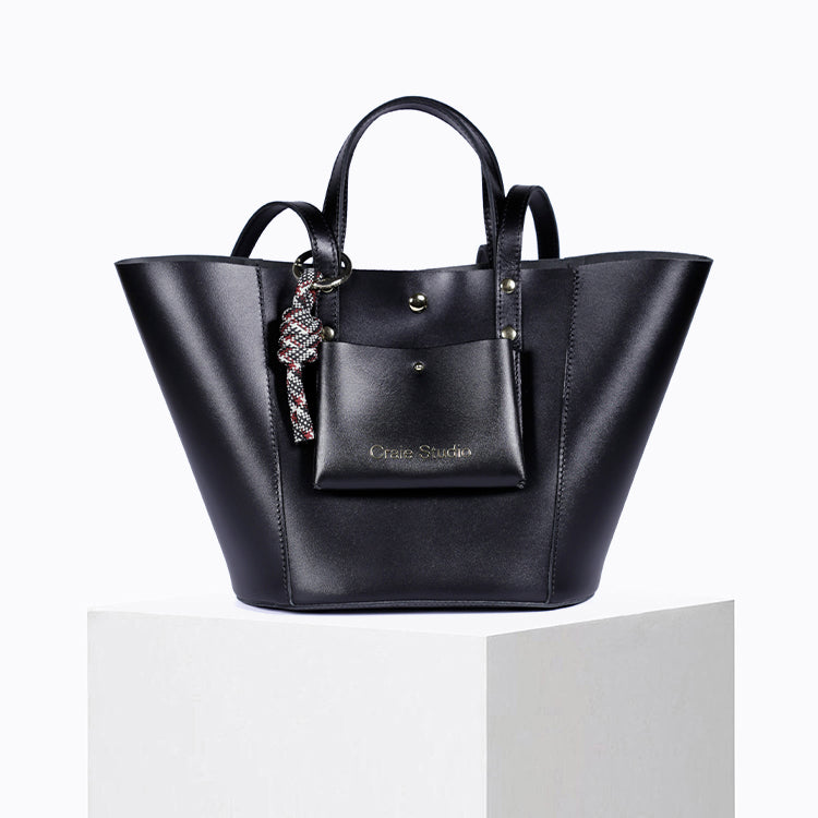 Sac à main en cuir certifié | noir "note - noir"