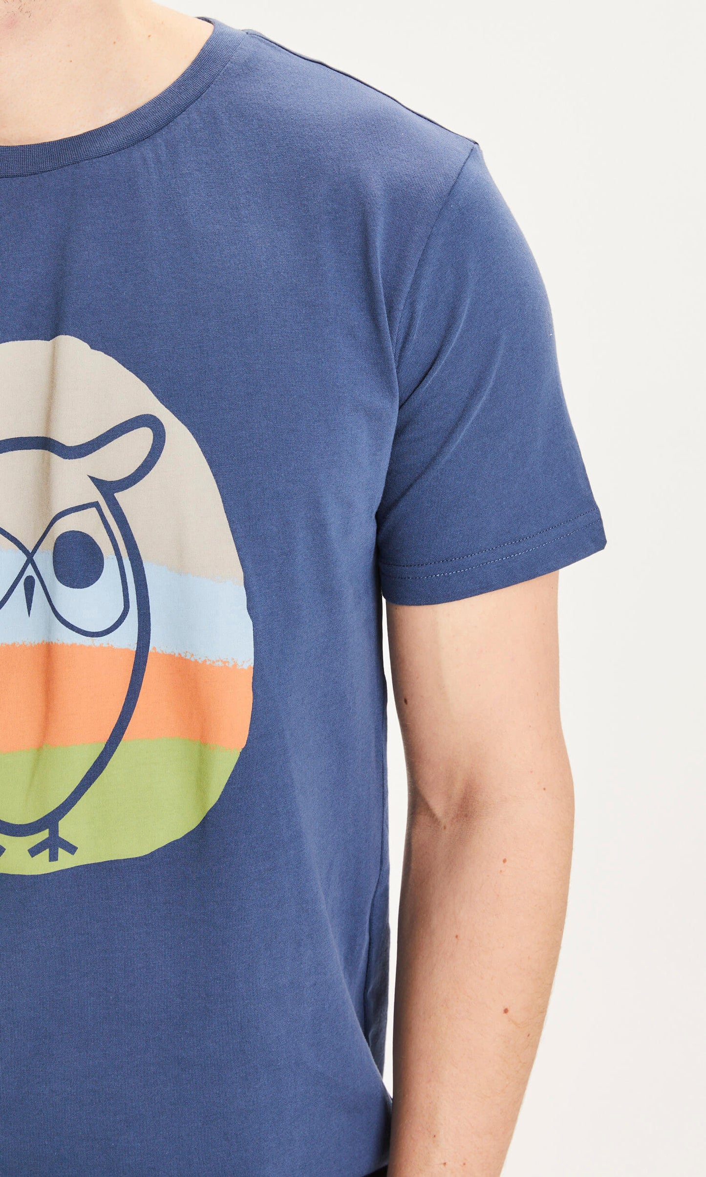 T-shirt imprimé bleu en coton bio - Alder hibou