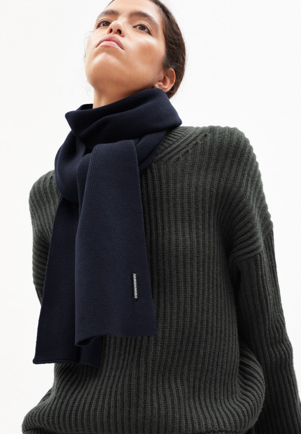 Echarpe marine en coton bio - faabero soft depth navy