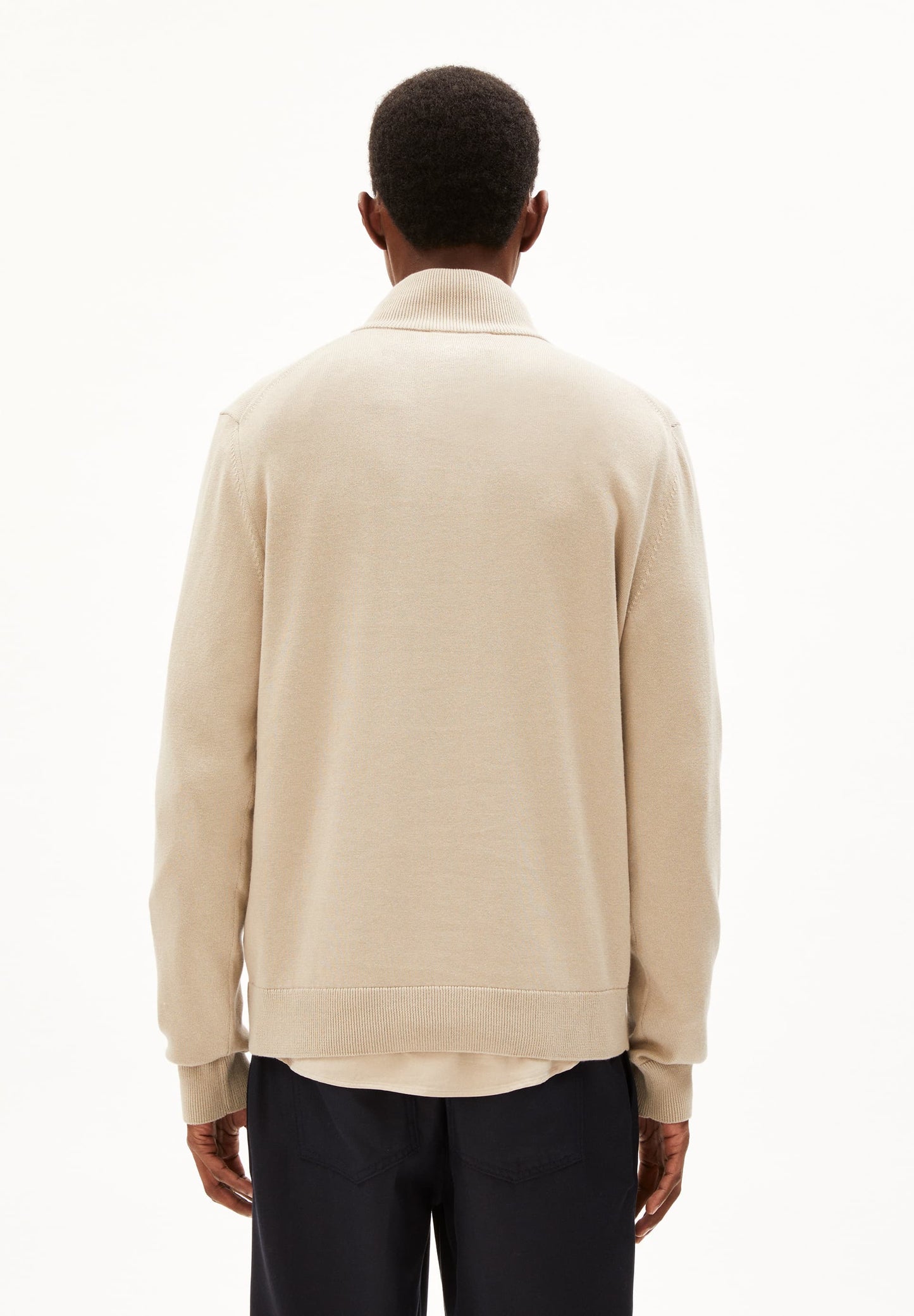 pull col zippé en coton bio | écru "faabes sand stone"