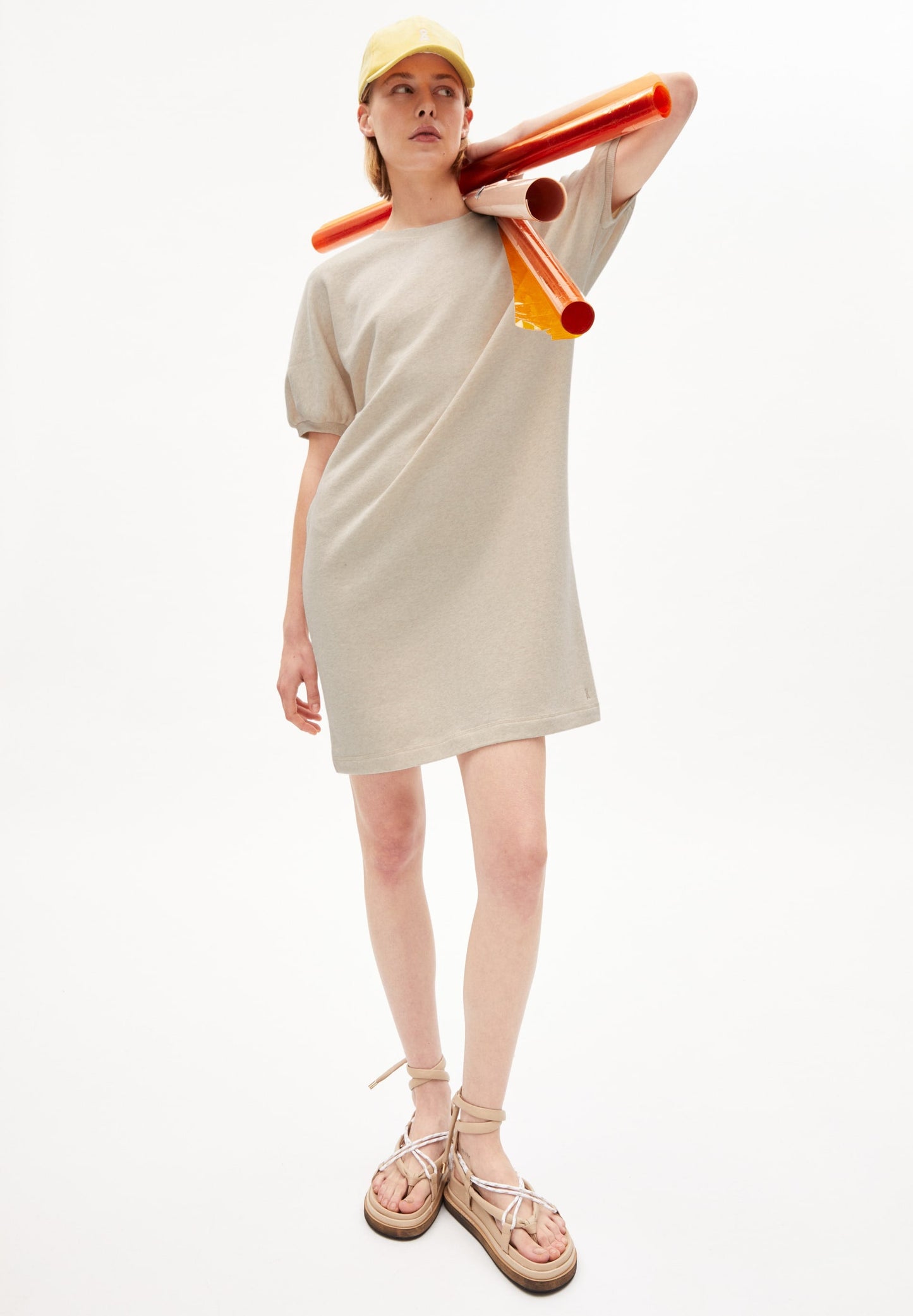 Robe beige en coton bio - faadia light desert melange