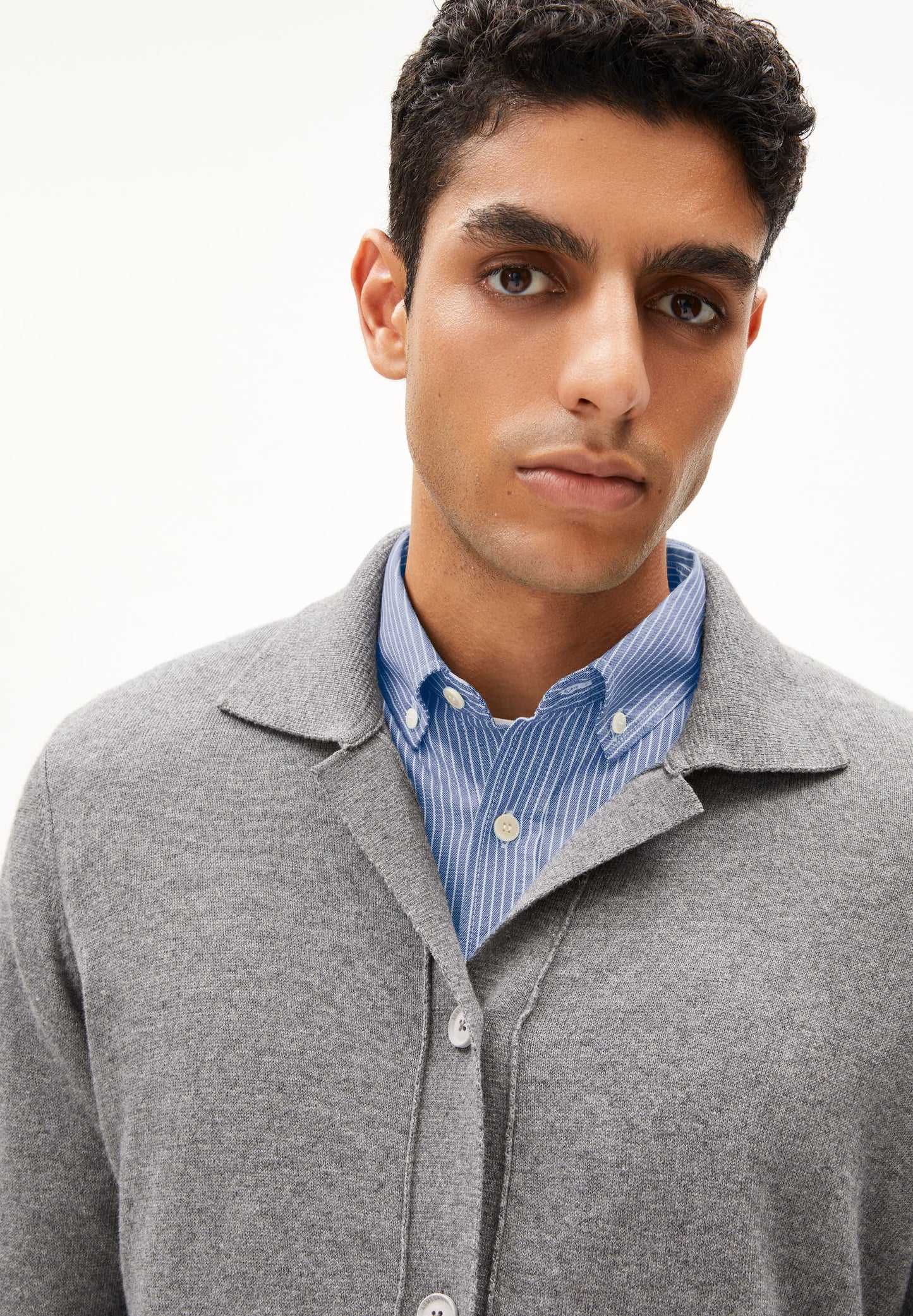 Gilet en coton bio | gris "faaustos - mid grey melange"