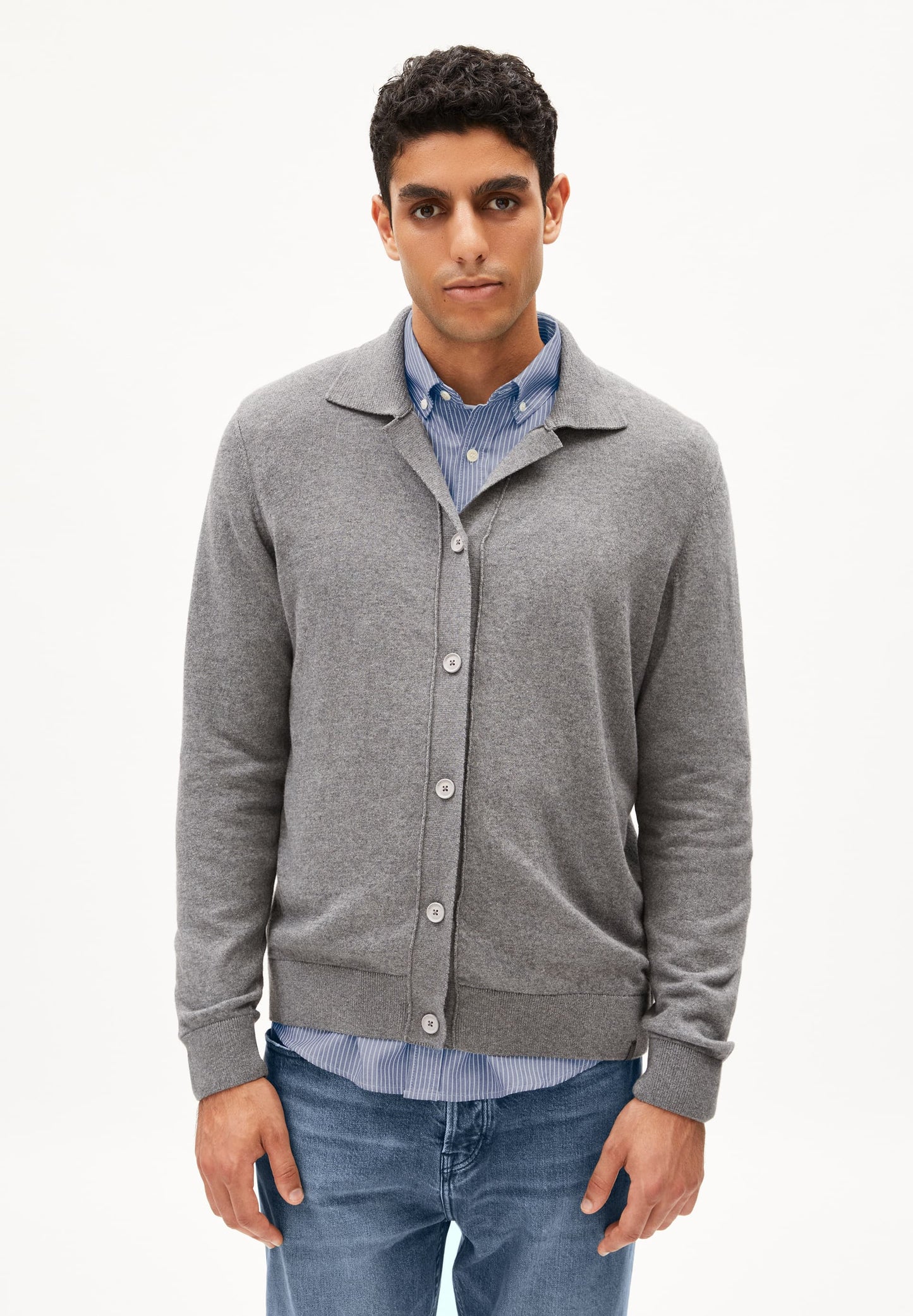 Gilet en coton bio | gris "faaustos - mid grey melange"