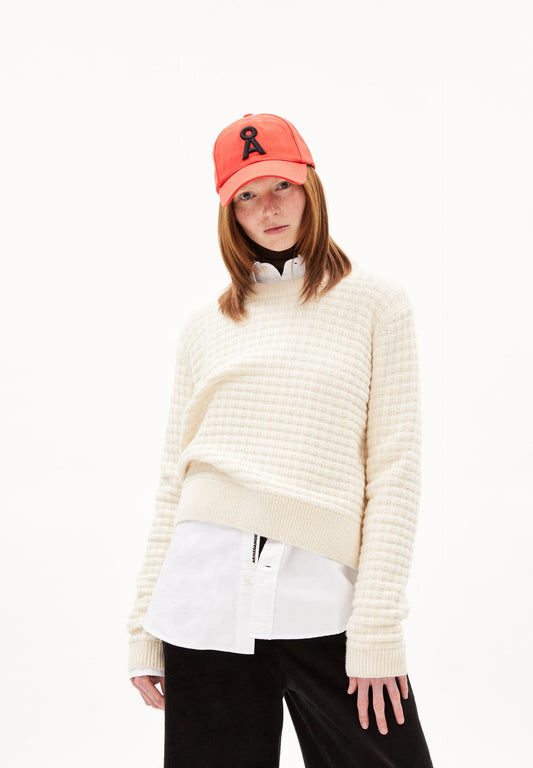 Pull gaufré en laine bio | beige "fabianaa lanacot - oatmilk"
