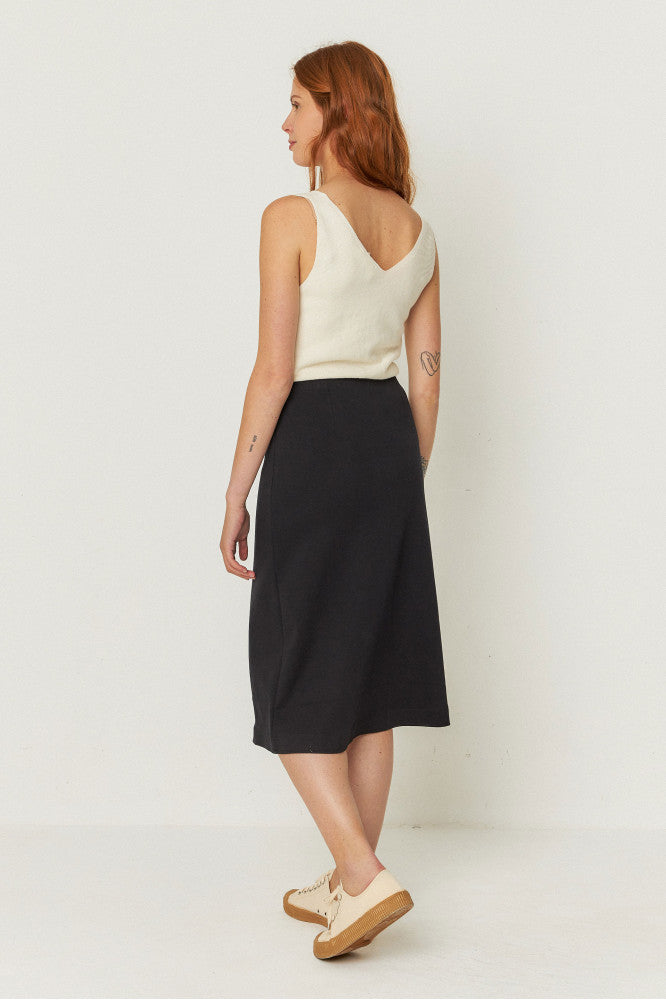 Jupe mi-longue en coton biologique | noir "baiza-gots skirt - black"