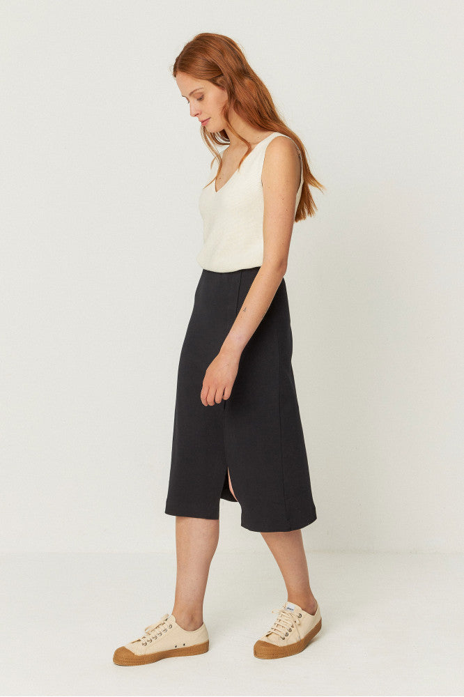 Jupe mi-longue en coton biologique | noir "baiza-gots skirt - black"