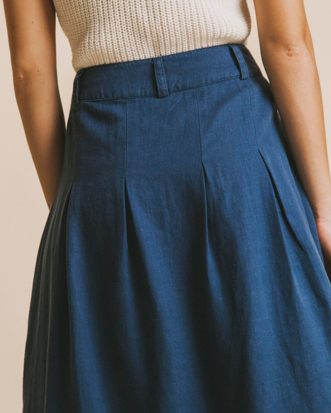 Jupe mi-longue bleu canard en chanvre et tencel - Tugela