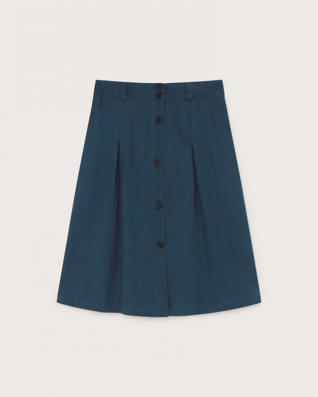 Jupe mi-longue bleu canard en chanvre et tencel - Tugela