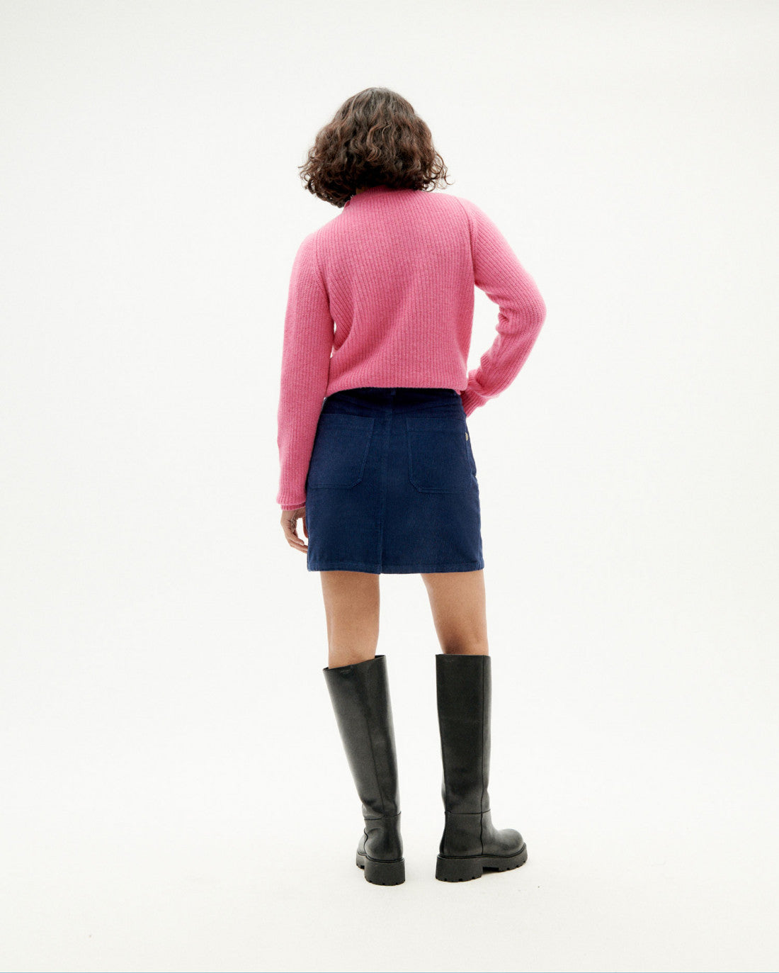 Jupe droite en velours de coton bio | marine "navy corduroy marsha skirt"