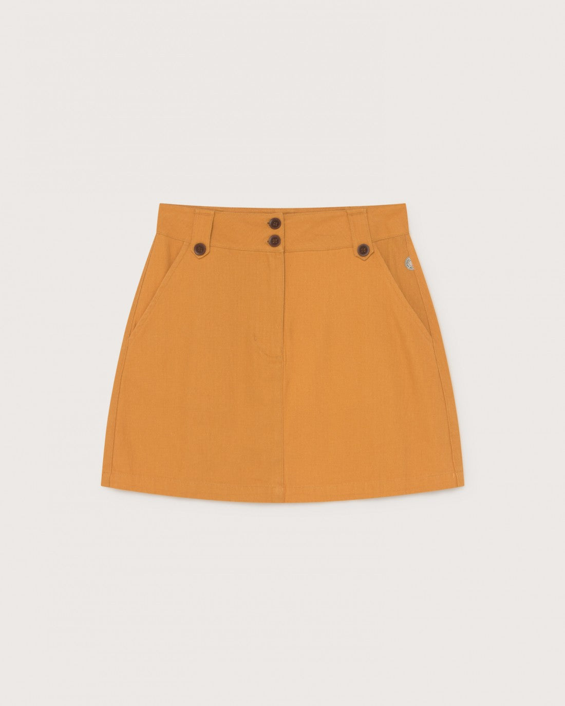 Jupe moutarde en chanvre, coton bio et tencel - Marsha
