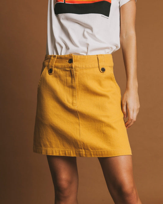 Jupe moutarde en chanvre, coton bio et tencel - Marsha