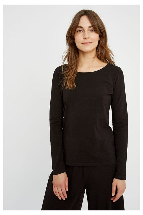 T-shirt à manches longues noir en coton bio - Fallon