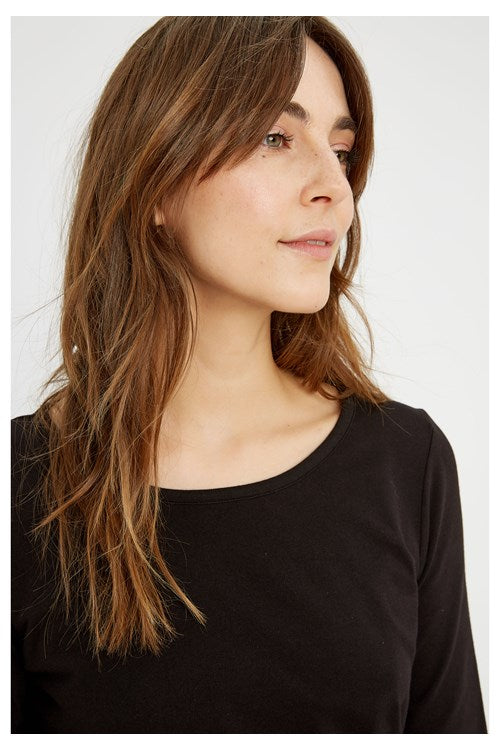 T-shirt à manches longues noir en coton bio - Fallon