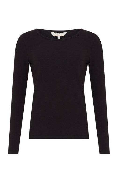 T-shirt à manches longues noir en coton bio - Fallon