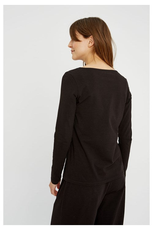 T-shirt à manches longues noir en coton bio - Fallon