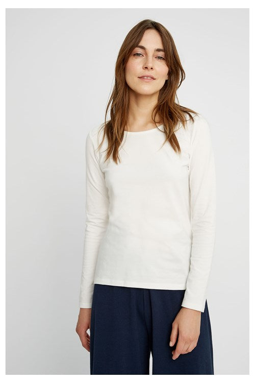 T-shirt manches longues blanc coton biologique - Fallon