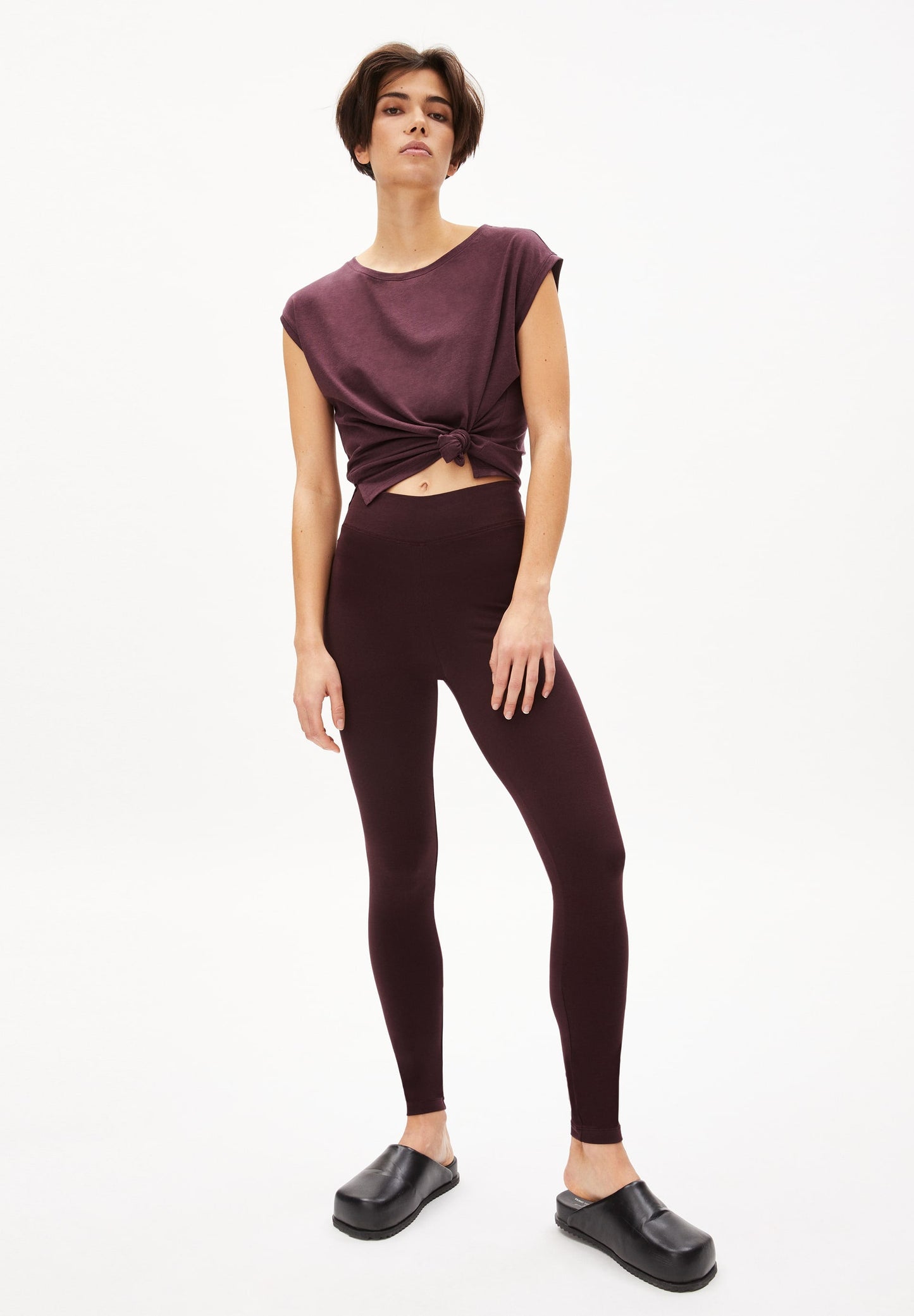 Legging prune en coton bio - faribaa fudge