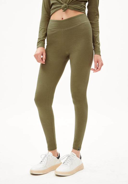 Legging olive en coton bio - Faribaa logo oliva