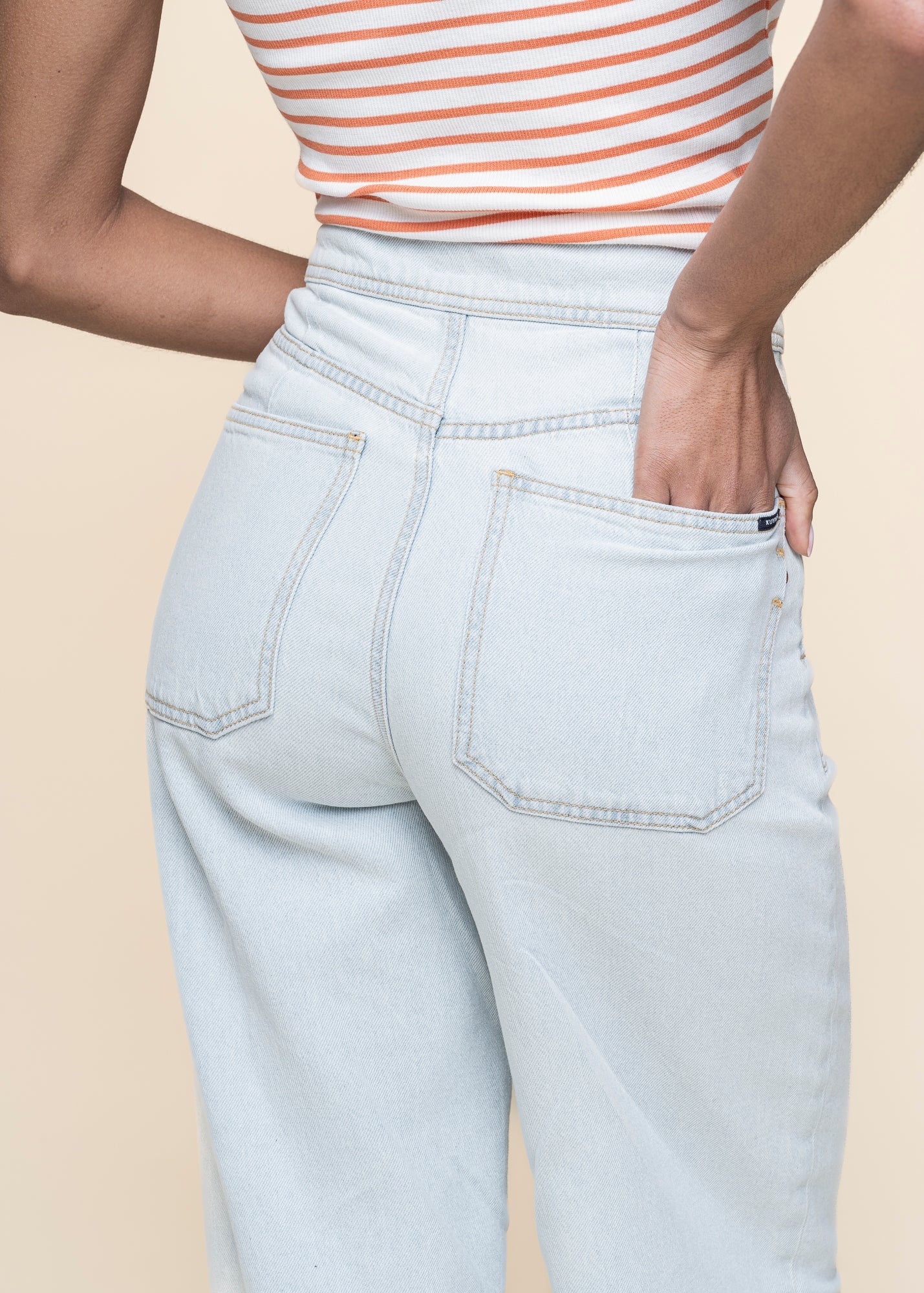 Jean evasé en coton bio et lyocell | bleu clair "farrah worker super light"