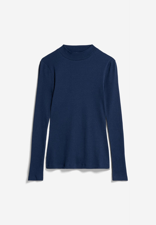 Sous-pull côtelé en coton bio | Bleu marine "fatimaa deep sea blue"