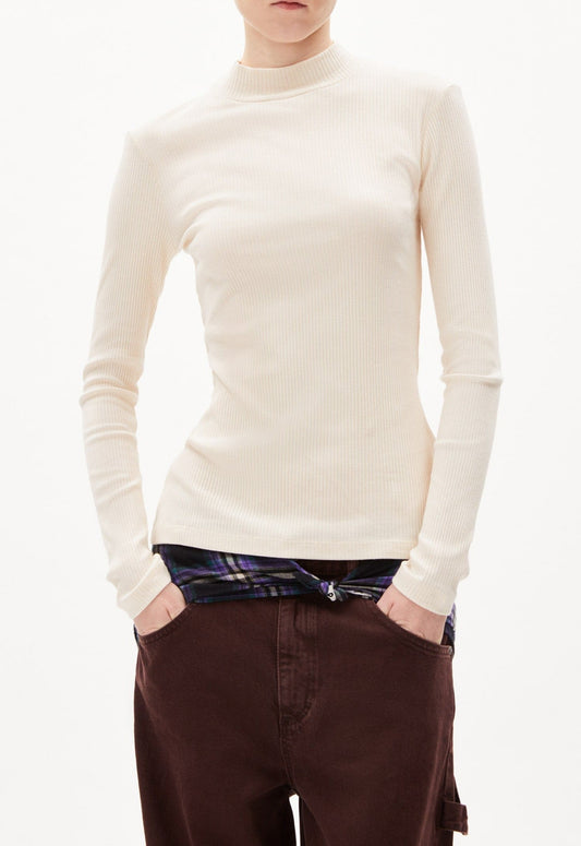 Sous-pull côtelé en coton bio | Écru "fatimaa undyed"