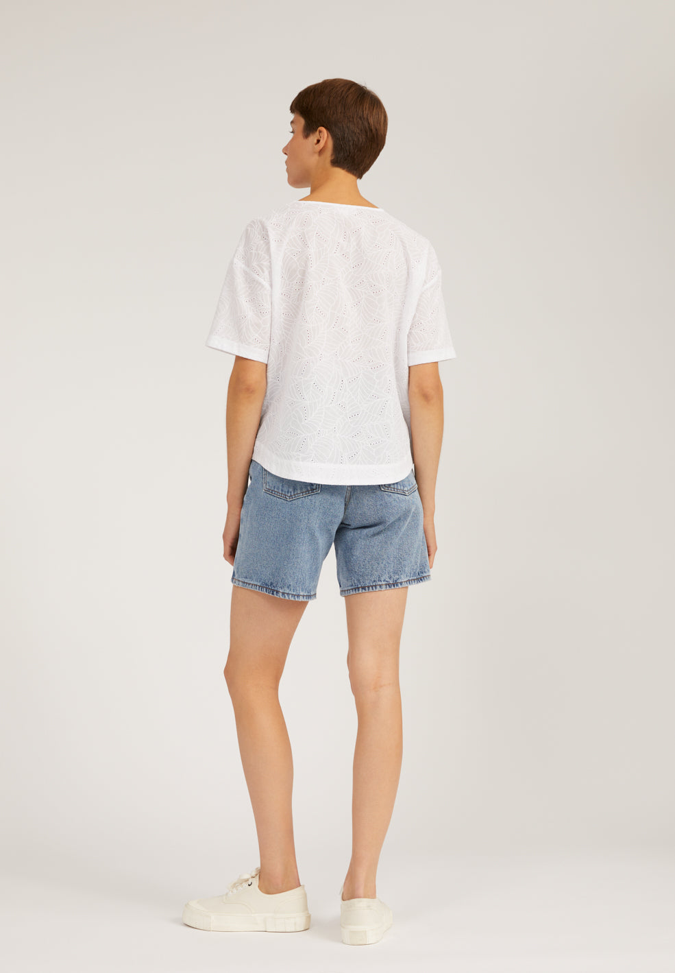 Top broderie anglaise blanc en coton bio - FENJAA