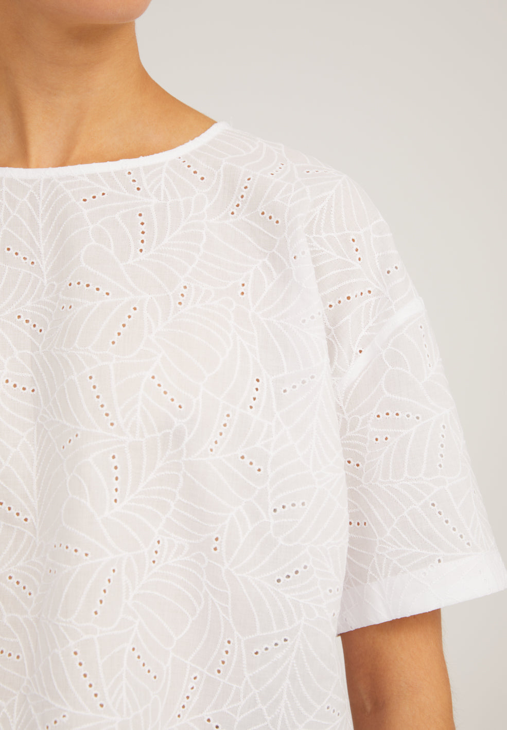 Top broderie anglaise blanc en coton bio - FENJAA