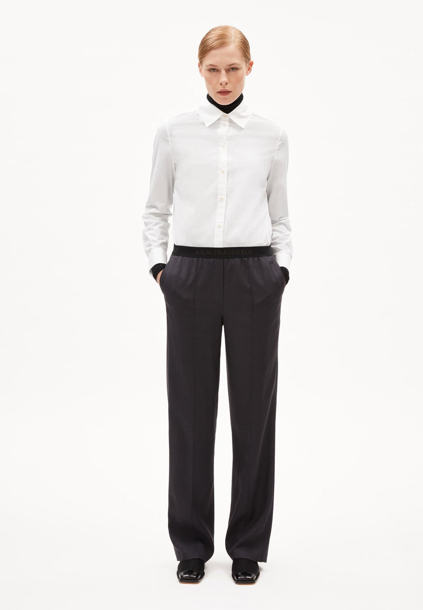 Pantalon droit en ecovero® | gris "fenraa - dark steel"