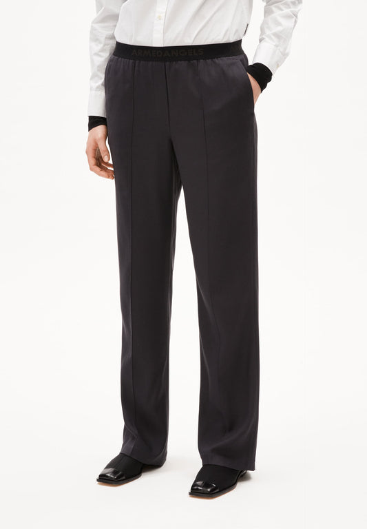 Pantalon droit en ecovero® | gris "fenraa - dark steel"