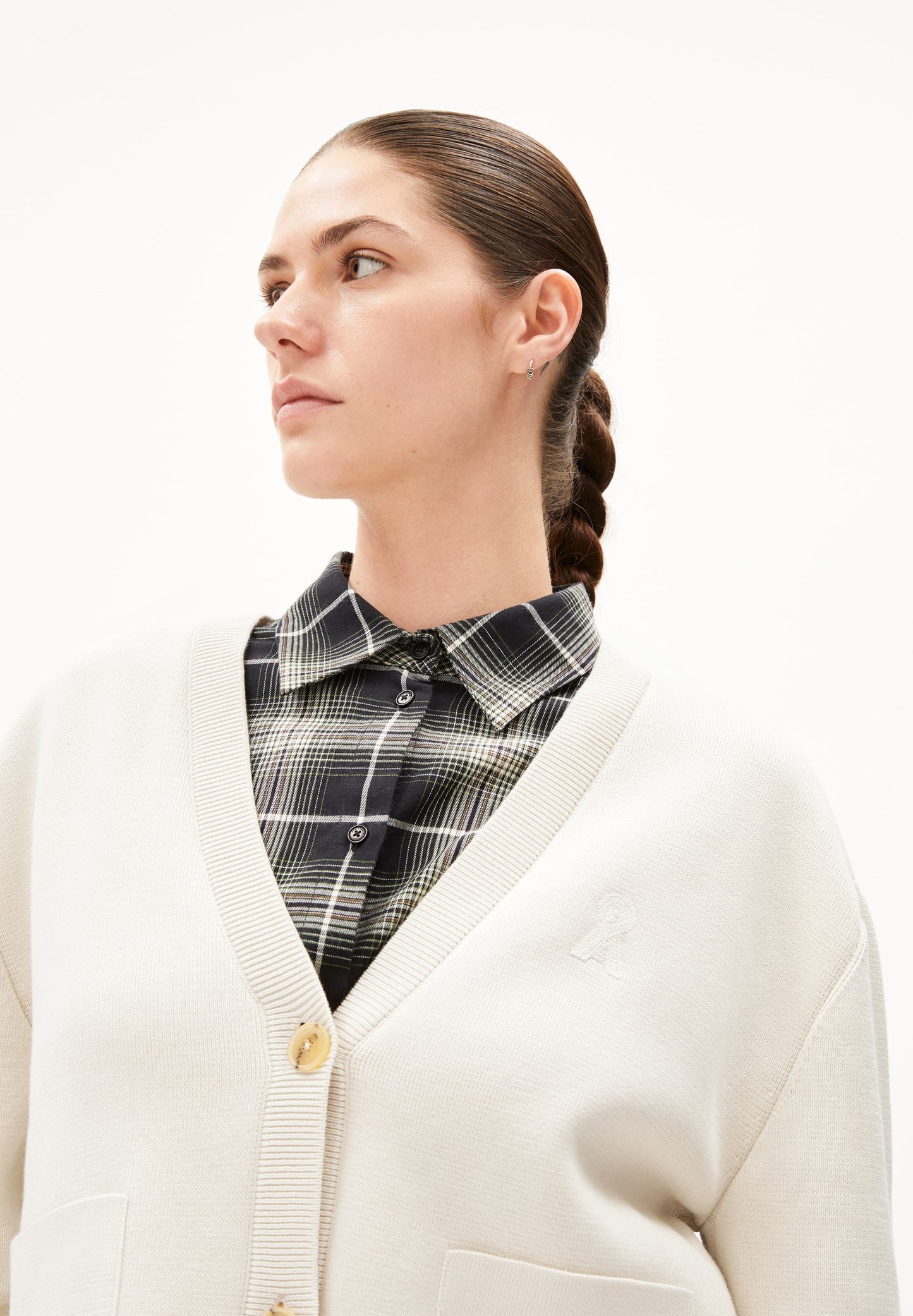 Gilet en coton bio | écru "fionaa milano - oatmilk"
