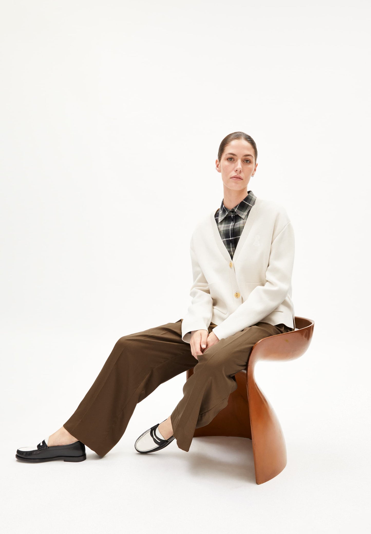 Gilet en coton bio | écru "fionaa milano - oatmilk"