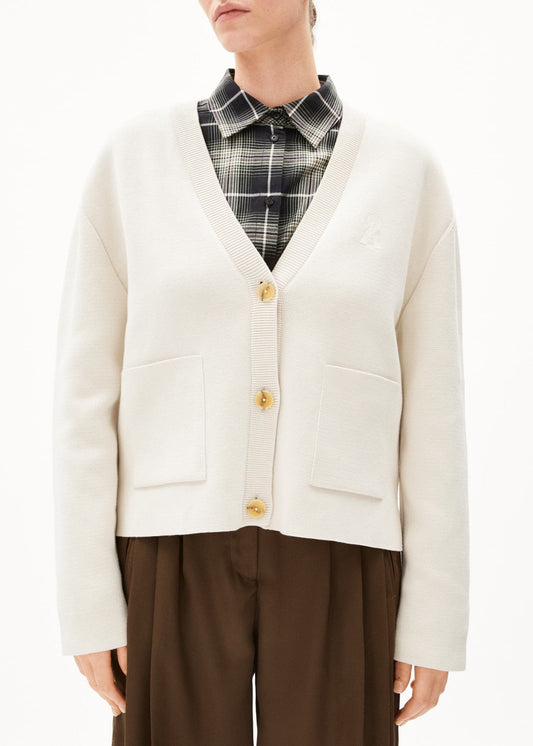 Gilet en coton bio | écru "fionaa milano - oatmilk"